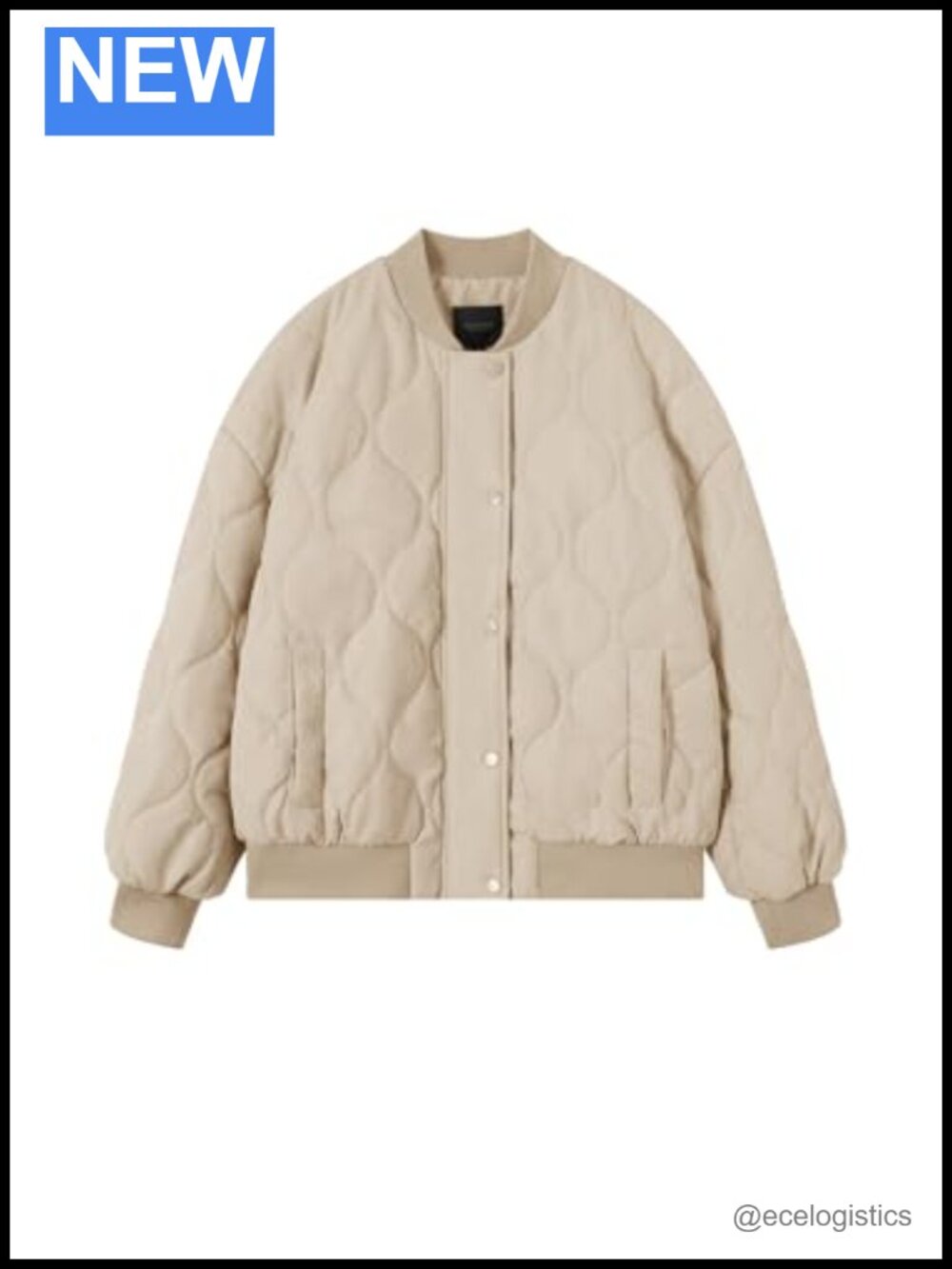 Quilted Cropped Bomber Puffer Jacket with Snap Buttons & Full Zip